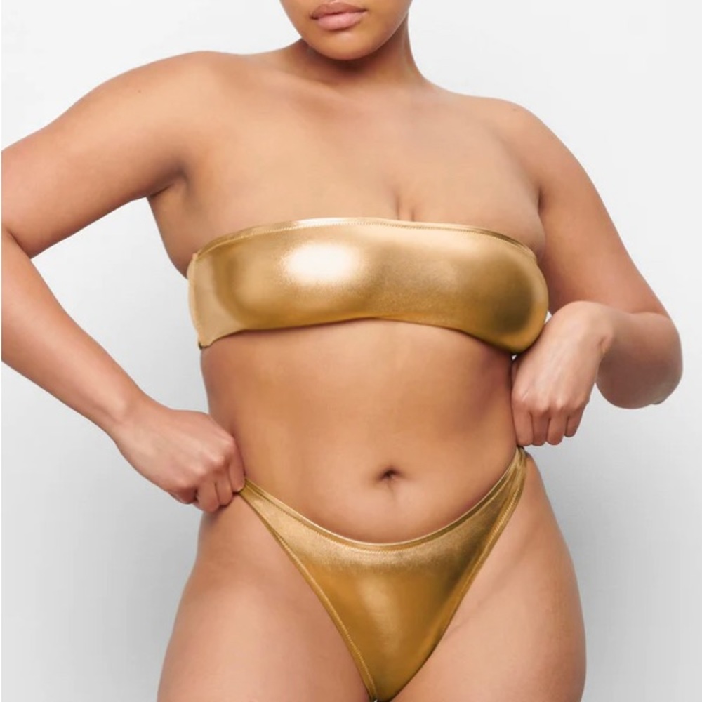 **NWT*** Gold bandeau top and high cut bikini bottom sold out!